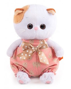 Плюшена играчка Budi Basa - Коте Ли-Ли бебе, в гащеризонче с панделка, 20 cm