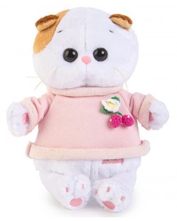 Плюшена играчка Budi Basa - Коте Ли-Ли, бебе, с розова блузка и брошка, 20 cm