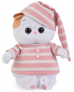 Плюшена играчка Budi Basa - Коте Ли-Ли, бебе, с раирана пижама, 20 cm