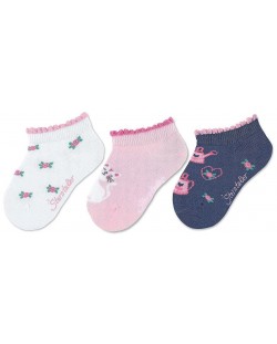 Летни чорапки Sterntaler - За момиче, 3 чифта, размер 19/22, 12-24 м