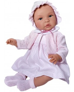 Кукла Asi - Бебе Лея, с рокля, плетена жилетка и шапка