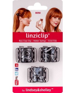 LinziClip Mini Щипка за коса, арт сребро, 3 броя
