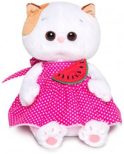 Плюшена играчка Budi Basa - Коте Ли-Ли, бебе, в рокля с диня, 20 cm