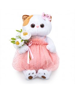 Плюшена играчка Budi Basa - Коте Ли-Ли, бебе с бял букет, 24 cm