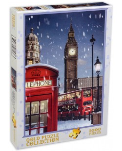 Пъзел Gold Puzzle от 1000 части - Лондон по Коледа