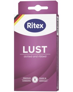 Lust Презервативи, оребрени и с точки, 8 броя, Ritex