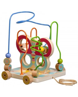 Дървена играчка за дърпане Lucy&Leo - Спирала с дървени мъниста, пеперуда