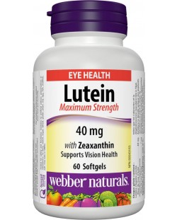 Lutein, 40 mg + Zeaxanthin, 7 mg, 60 софтгел капсули, Webber Naturals