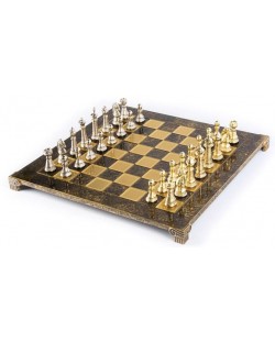 Луксозен шах Manopoulos - Staunton, кафяво и златисто, 44 x 44 cm