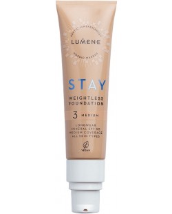 Lumene Минерален фон дьо тен Stay, 3 Medium, SPF30, 30 ml