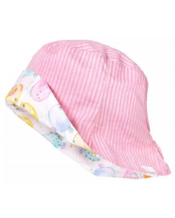 Лятна шапка с две лица Maximo - Розова, риба балон, UPF50+, размер 55, 5-6 г