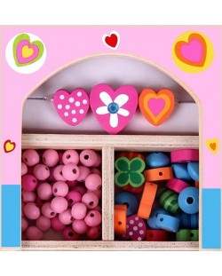 Дървени мъниста Woody - В розова кутия