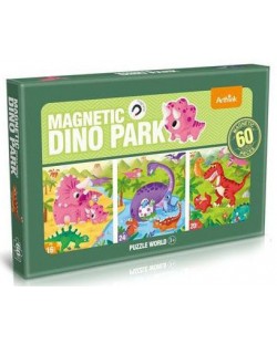 Магнитен пъзел Raya Toys - Динозаври, 60 части