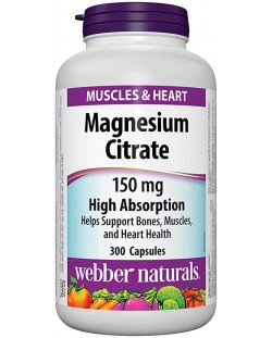 Magnesium Citrate, 150 mg, 300 капсули, Webber Naturals