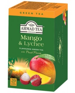 Mango & Lychee Зелен чай, 20 пакетчета, Ahmad Tea