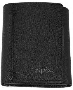 Мъжки портфейл Zippo Saffiano Tri-Fold - RFID защита, черен
