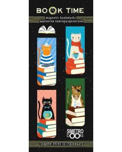 Магнитни книгоразделители Simetro Book Time - Котки и книги