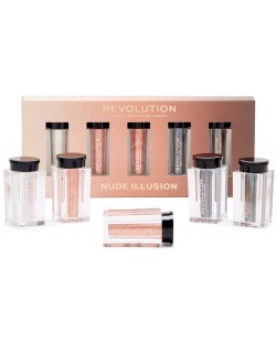 Makeup Revolution Комплект пигменти Nude Illusion, 5 броя