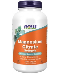 Magnesium Citrate Softgels, 180 капсули, Now
