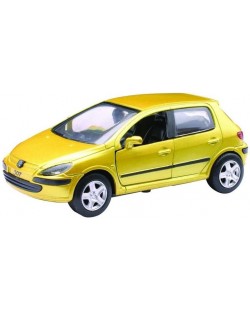Метална количка Newray - Peugeot 307, жълта, 1:32