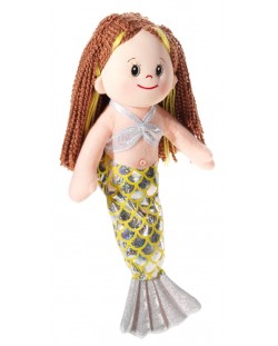 Мека кукла Heunec Poupetta - Малката русалка, с кестенява коса, 36 cm