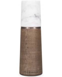 Мелничка за сол Cole & Mason - Marble, 18.5 х 6 cm, дърво и бял мрамор