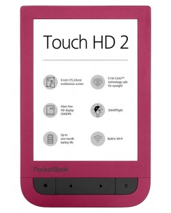 Електронен четец PocketBook - Touch HD 2, червен