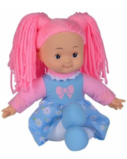 Мека кукла Simba Toys - Flower Dolly, с розова коса и синя рокля