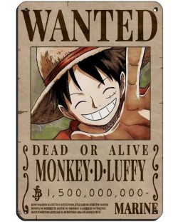 Метален постер ABYstyle Animation: One Piece - Monkey D. Luffy Wanted Poster (New World)