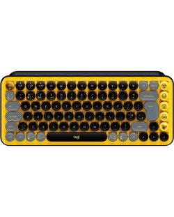 Механична клавиатура Logitech - POP Keys, безжична, Brown, жълта/черна