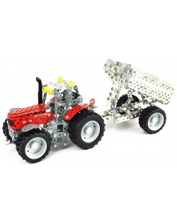 Метален конструктор Tronico - Мини серия, трактор с ремарке Massey Ferguson