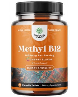 Methyl B12, 1000 mg, 90 дъвчащи таблетки, Nature's Craft