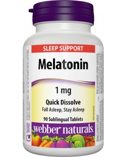Мелатонин, 1 mg, 90 сублингвални таблетки, Webber Naturals