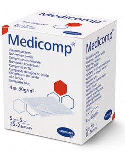 Medicomp Компреси от нетъкан текстил, стерилни, 5 x 5 cm, 25 x 2 броя, Hartmann