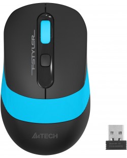 Мишка A4tech - FG10S Blue Fstyler Silent click, оптична, безжична, черна/синя