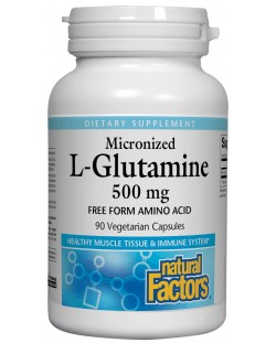 Micronized L-Glutamine, 500 mg, 90 капсули, Natural Factors