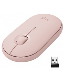 Мишка Logitech - Pebble M350, оптична, безжична, розова