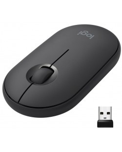 Мишка Logitech - Pebble M350, оптична, безжична, черна