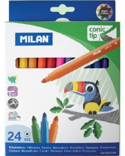 Флумастери 24 цвята Milan – Conic tip, Ø 5 mm