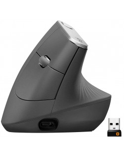 Мишка Logitech - MX Vertical Advanced, оптична, безжична, сива