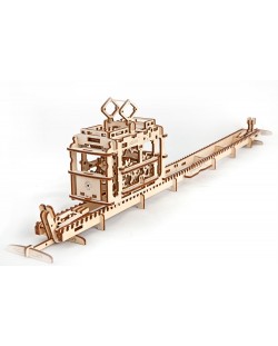 Дървен 3D пъзел Ugears от 154 части - Трамвай