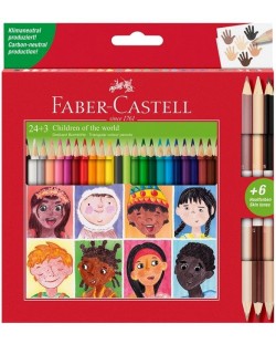 Моливи Faber-Castell - Triangular, 24 стандартни цвята и 3 телесни