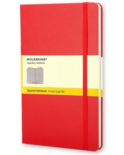 Джобен тефтер с твърди корици Moleskine Classic – Червен, листа на квадратчета