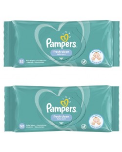 Мокри кърпички Pampers Fresh Clean - 2 х 52 броя