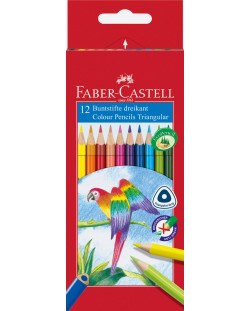 Моливи Faber-Castell - Triangular, 12 цвята