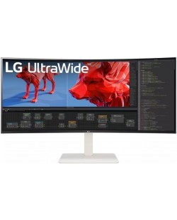 Монитор LG - 38WR85QC-W, 37.5'', WQHD+, IPS, 144Hz, 1ms, curved, бял