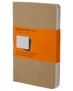 Комплект джобни тефтери Moleskine Cahier Journals – Бежов, 3 броя
