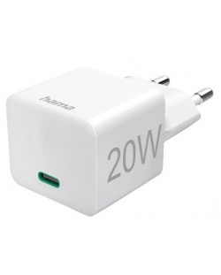 Зарядно устройство Hama - Mini-Charger, USB-C, 20W, бяло