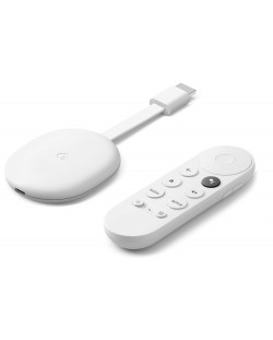 Мултимедиен плейър Google - Chromecast With Google TV, 4K UHD, бял