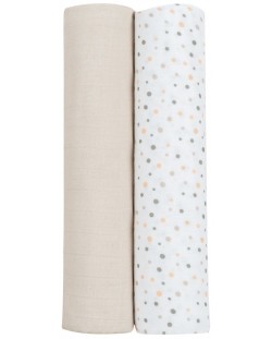 Муселинови пелени KikkaBoo - Dots Beige, 80 х 80 cm, 2 броя